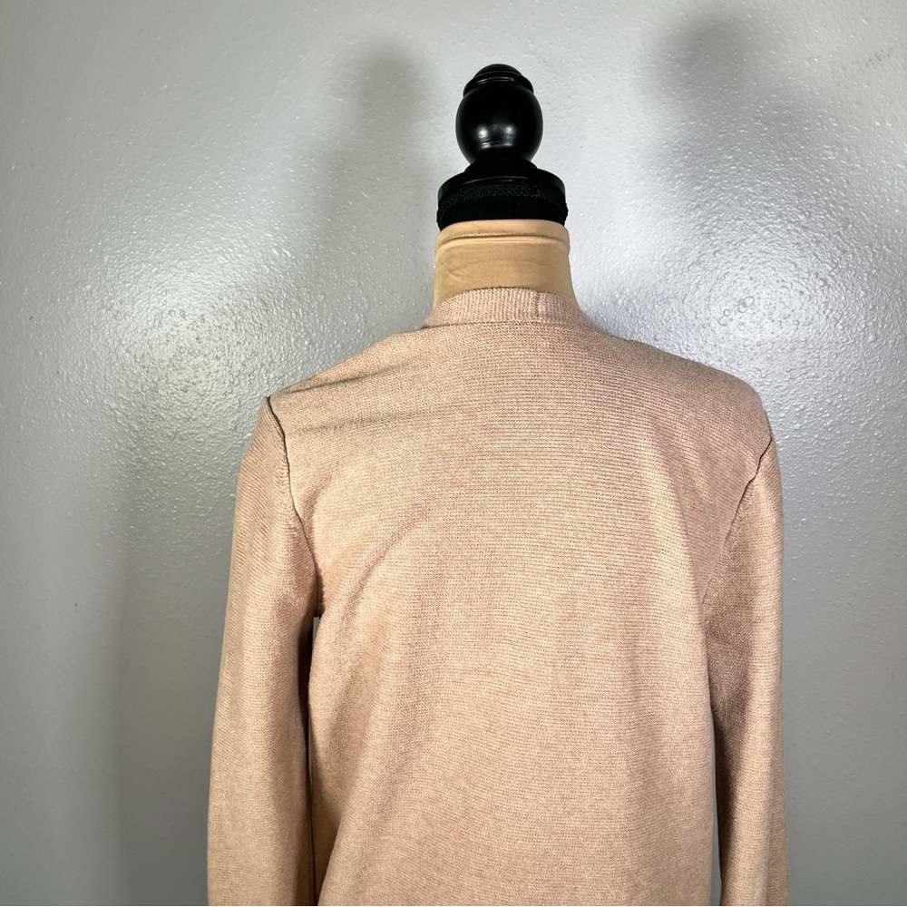 neutral longline open front knit cardigan L capsule wardrobe casual winter cozy - Picture 6 of 9
